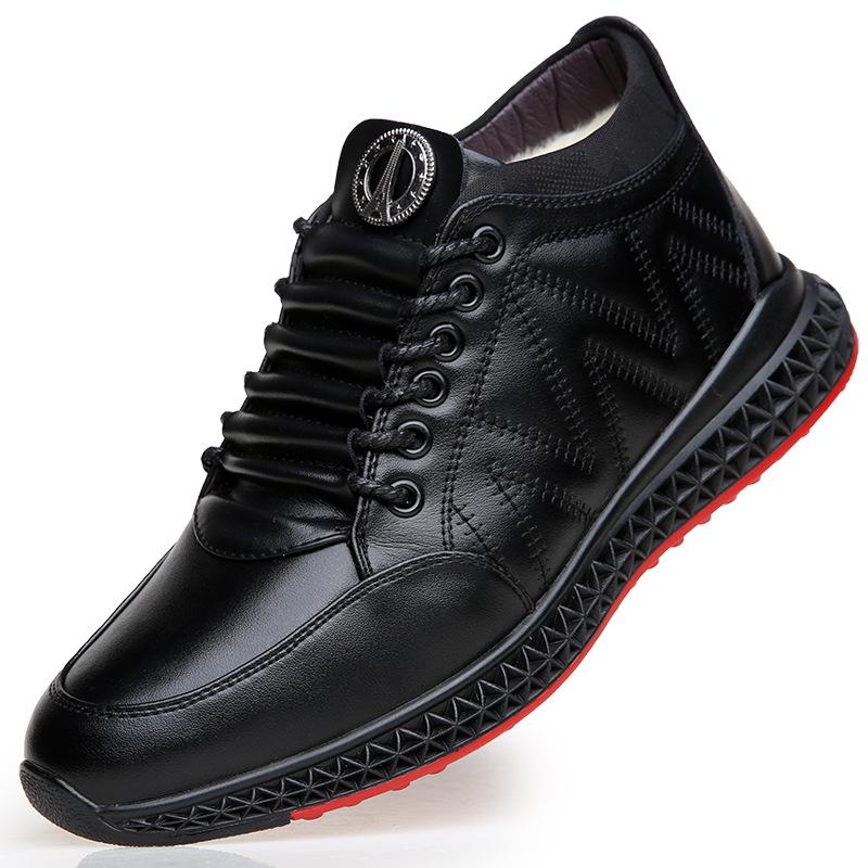 Broken code clearance treatment, winter wool men's cotton shoes, velvet warm men's boots, sports middle-aged casual leather shoes men's shoes