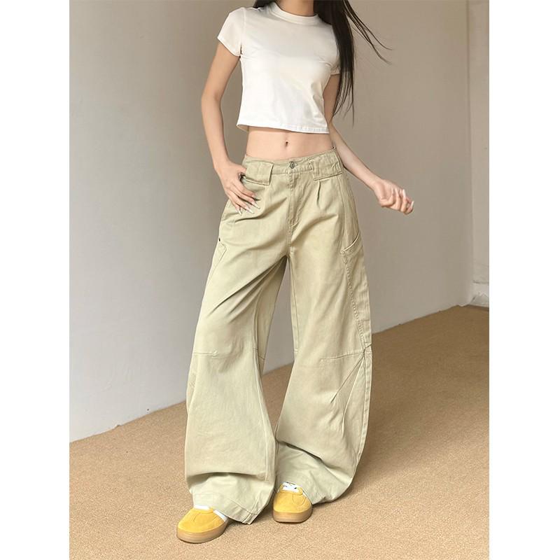 

Unisex Retro Deconstructed Wide-Leg Scimitar Cargo Pants - Casual, Loose Fit L
