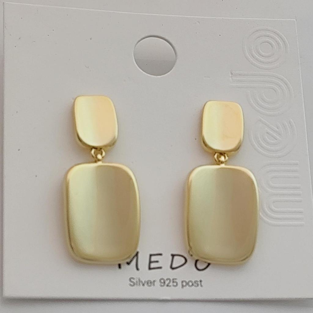 S925 Silbernadel Geometrische Quadratische Ohrringe – Elegant, Goldhaltig, Poliertes Finish