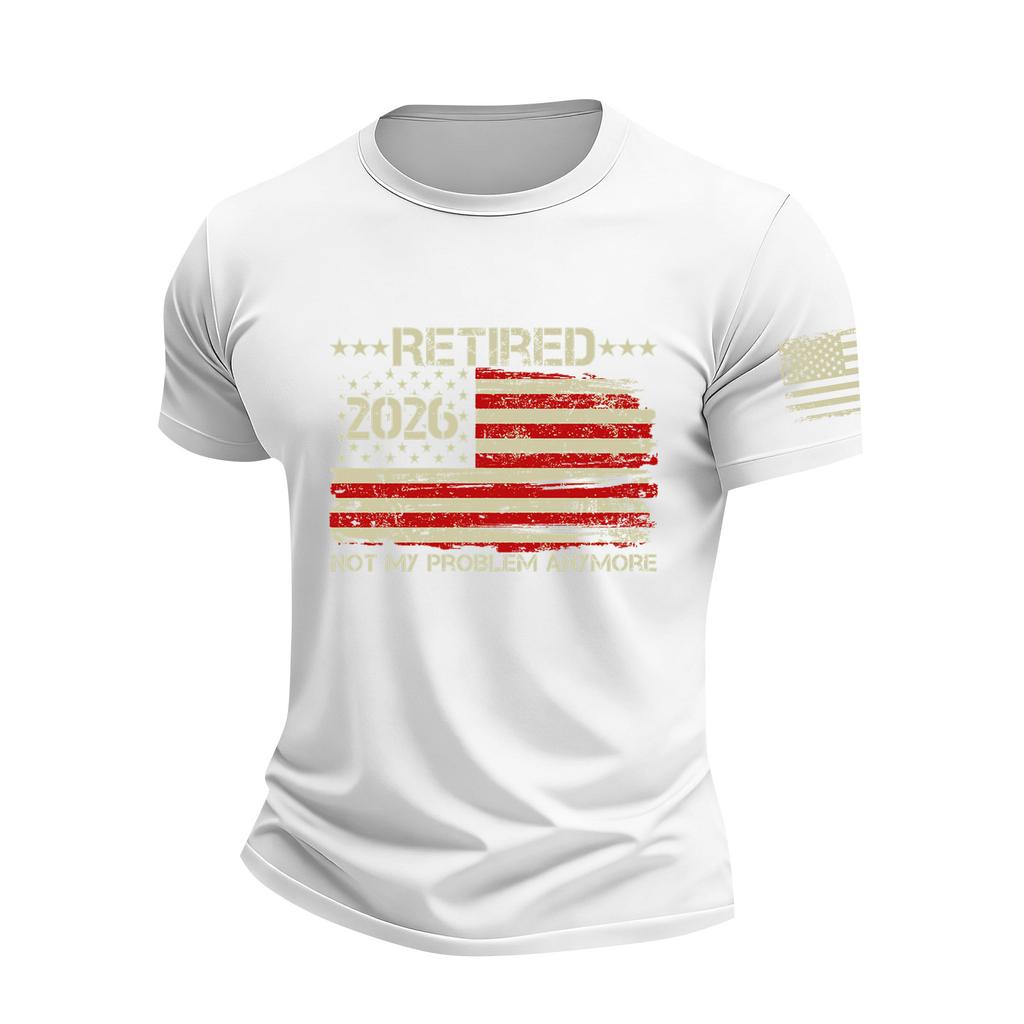 Men's Holiday Print Round Neck Short Sleeve Top Casual Sports Top