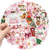 50 Waterproof Pink Christmas Stickers: English Graffiti for Scrapbooks, Phones & Decoration