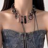 Cyber Punk Zipper Necklace Fringe Chain Head Y2k Hip Hop Choker Men's Women's Fashion Personality Jewelry Accessories