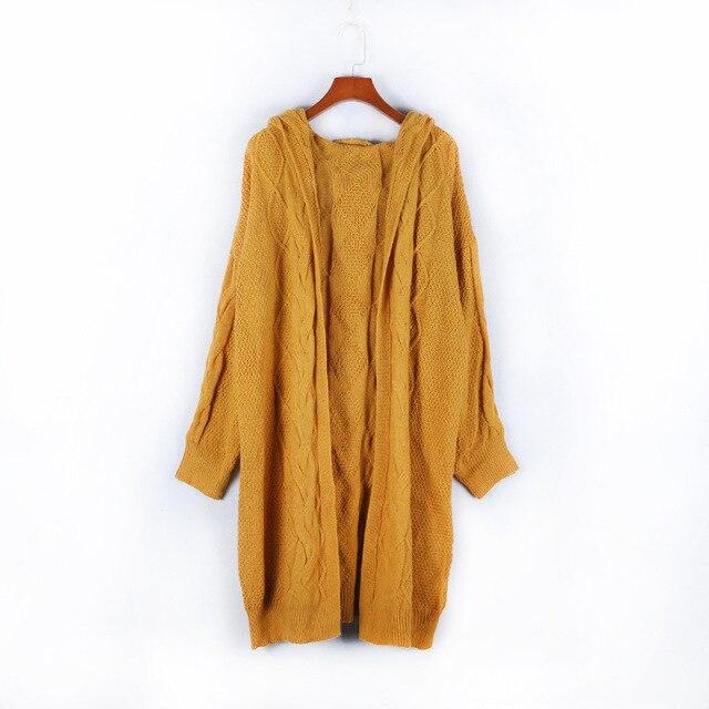 Cheap Sweater for Women Solid Color Hooded Twist Knit Long Hooded