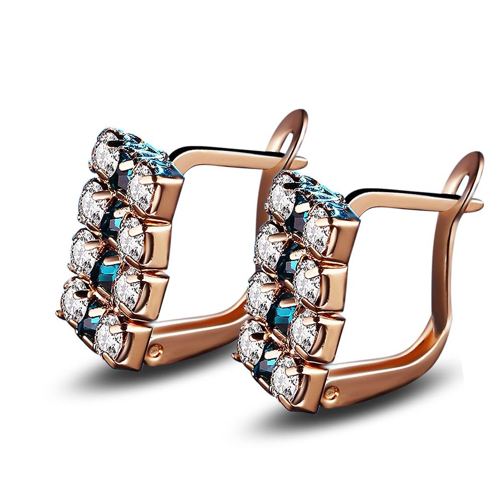 18 k Gold Rectangle Shape Sterling Silver Crystal Stud Earring For Women, 16*9 mm (Gold) 1-Pair