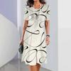 Summer Women's Long Dress Round Neck Long Dress Female Dress Vacation Beach Casual Short Sleeve Elegant Loose Dress