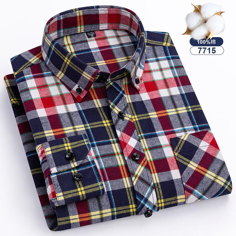 Plus Oversize 8xl Men's Flannel Shirts Men Long Sleeve Casual Comfortable Men's Plaid Shirt 100 Cotton Big Size Single Pocket
