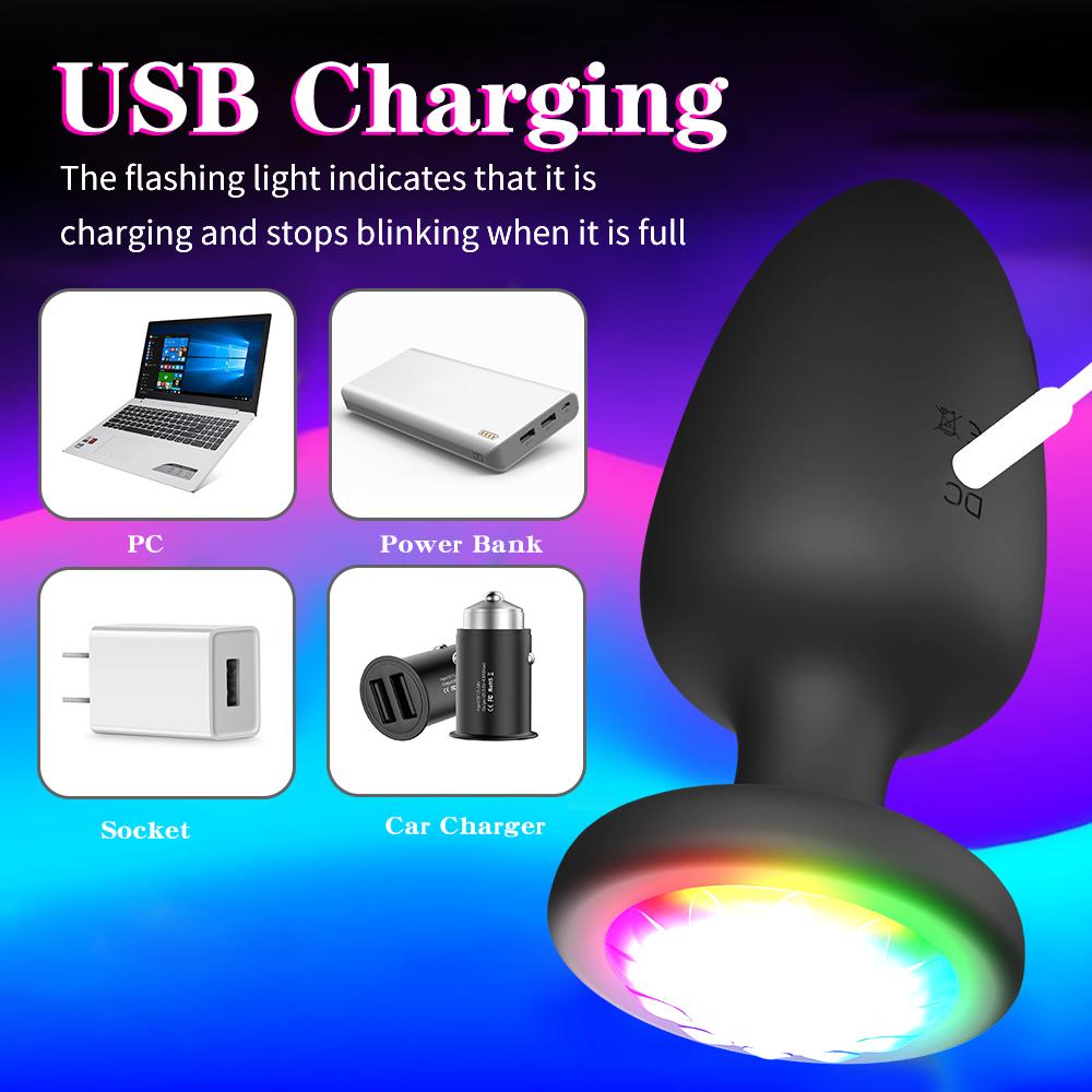 Remote Control Rotating Butt Plug LED Wiggle Anal Vibrator Unisex Sex Stopper Adult Toys for Couples Intimacy Accessories