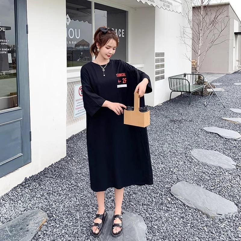 Robe ample printemps-été pour femme, longueur genou, fente latérale, longueur maxi mm
