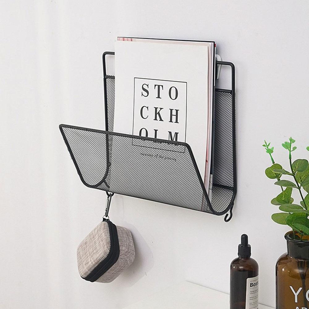 Newspaper Magazine Rack Wall Mount Magazine Holder Bathroom Organizer Rack Magazines Books Iron Shelf Rack Storage Basket Rack чёрный