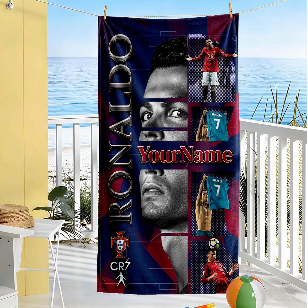 Cristiano Ronaldo Customized Name Beach Towel Soft Durable Quick-Dry Portable for SwimmingBeachCamping Travel Beach AccessoriesGym
