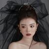 Head Covering Bridal Veil with Hair Comb Gauze Black Wedding Veil Gothic Bridal Tulle  Proposal