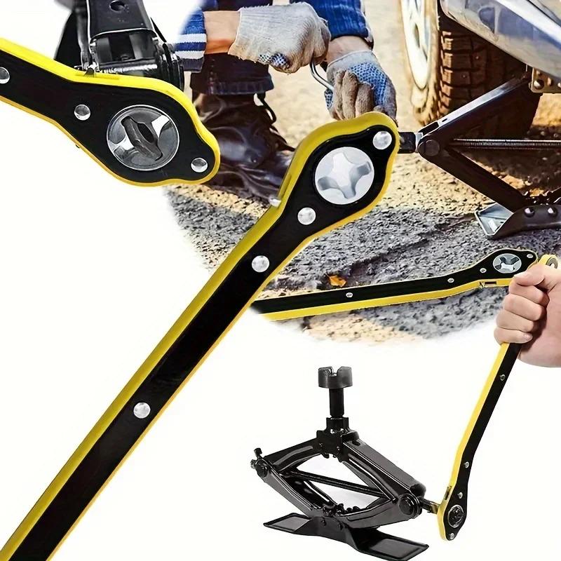1 PZ Cric a cricchetto salvasforzo per auto Cric a forbice Chiave per dadi ruota da garage Manico Chiave salvasforzo Strumento per la riparazione auto