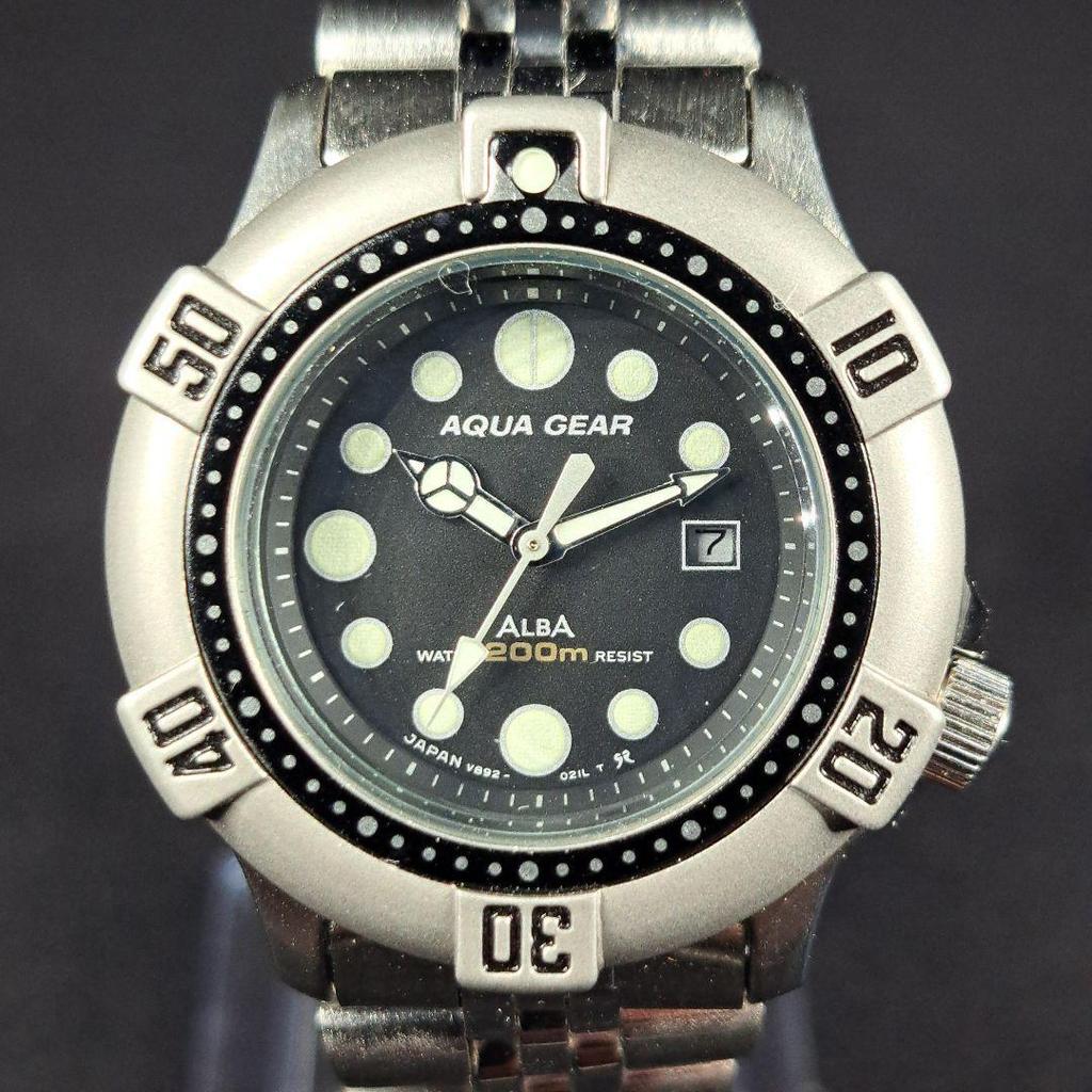 Used ALBA Seiko AQUAGEAR diver's watch dead stock