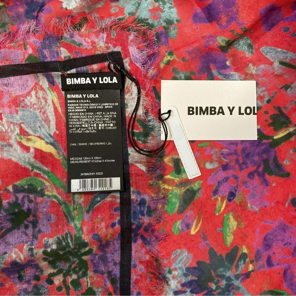 Used Large fringed stole Bimba y Lola floral print