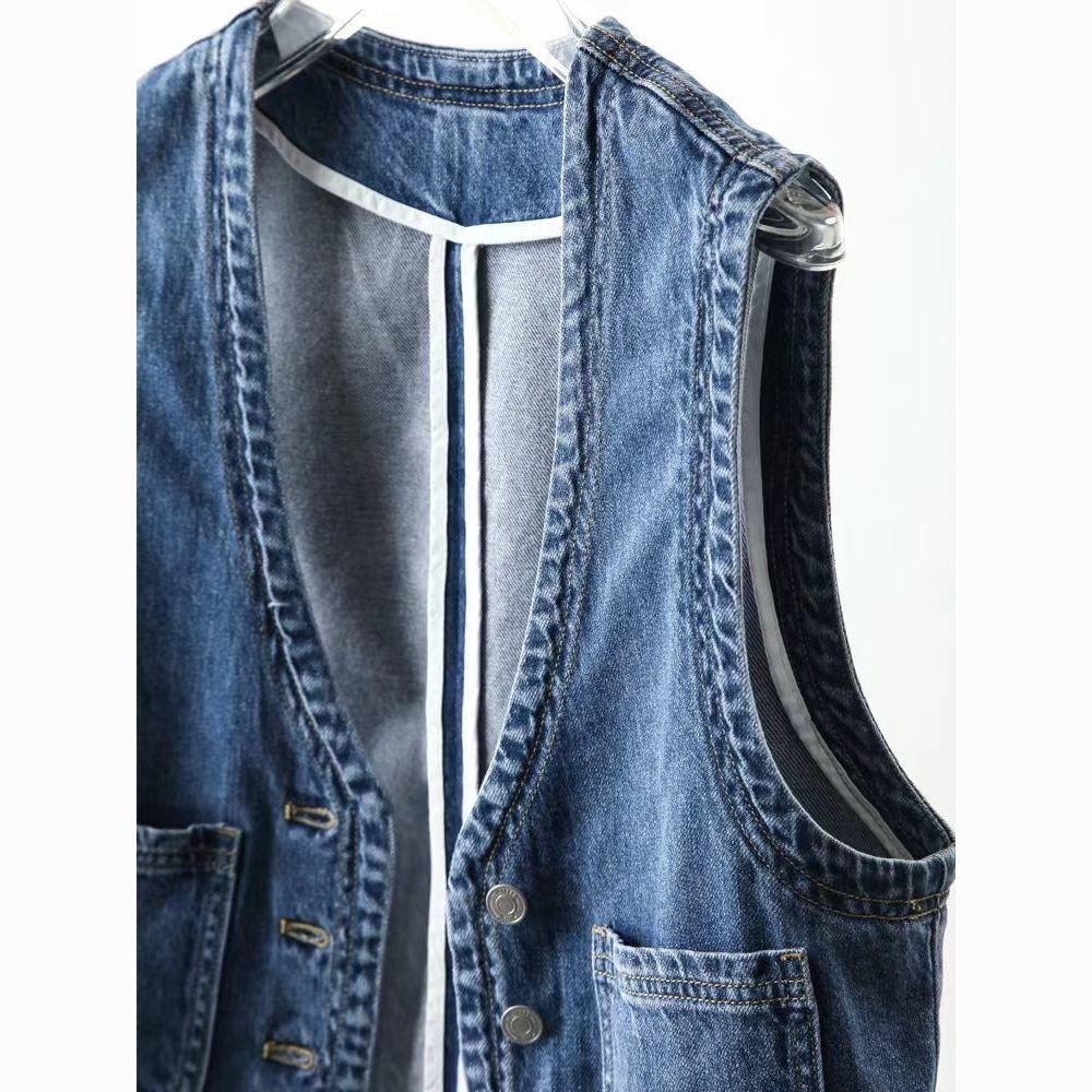 Short Women Denim Vest New Fashion Loose Simple Outerwear Versatile Sleeveless Jean Waistcoat