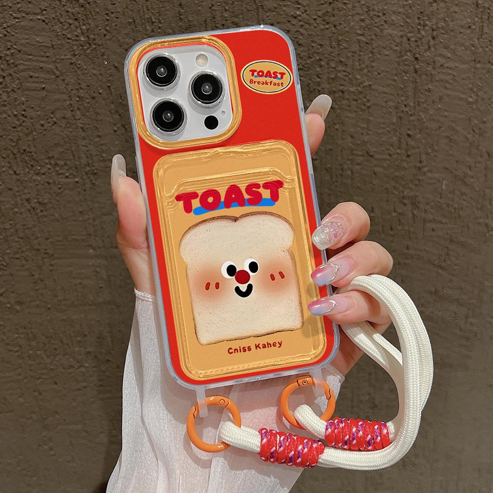 Cute Cartoon Phone Case For iPhone 11 Case iPhone 13 12 16 14 15 Pro Max 7 8 Plus XR X XS SE 2 3 Wrist Chain Soft Card Bag Cover
