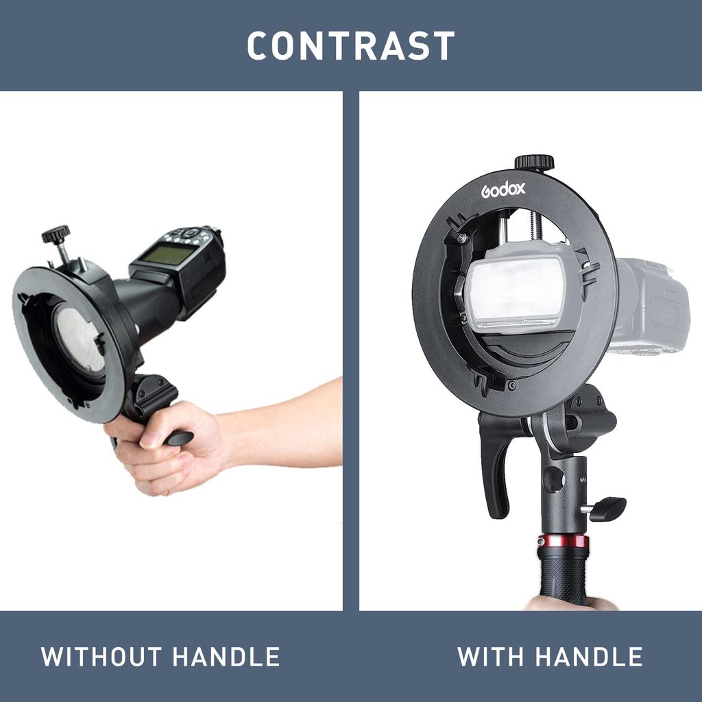 Godox S2 Speedlite Bracket Bowens Mount with Screw Holder Handle for Godox TT685II TT600 Adjustable Speedlite Precise Tilt Control S-Type 1/4