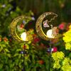 1pc Solar Lawn Light - Cat Paw & Butterfly Design with Moon & Stars, Outdoor Garden Decor Light, Iron Light for Yard, Party Gift