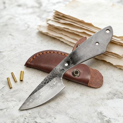 Multipurpose DIY Damascus Steel Blade Blank Semi-Finished Product For Handmade Fruit Small Straight Knife Making