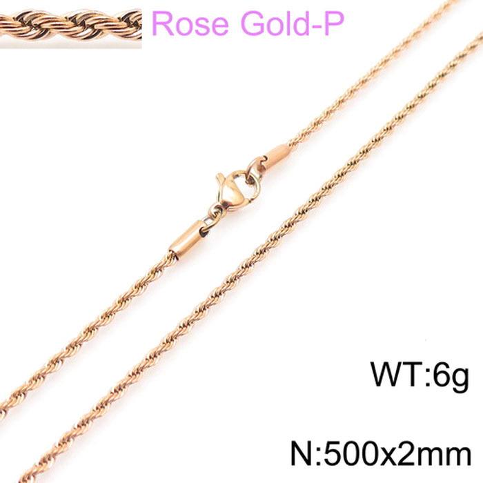 Spot Multi-Size Stainless Steel Twisted Rope Chain Necklace for Couples - Unisex Titanium Steel Design