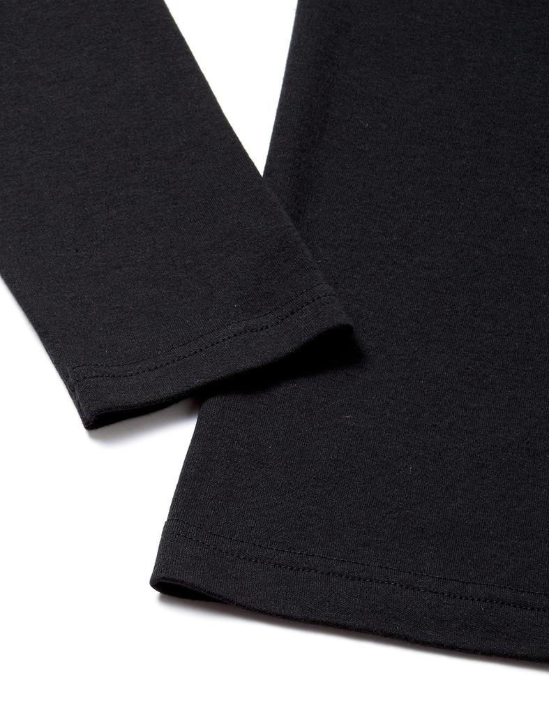 Hanes Warm Thick Size L to Japanese size HM4-Q507A Men's Innerwear, High-Neck Long-Sleeve Shirt, 100% Cotton, Black, (equivalent L)