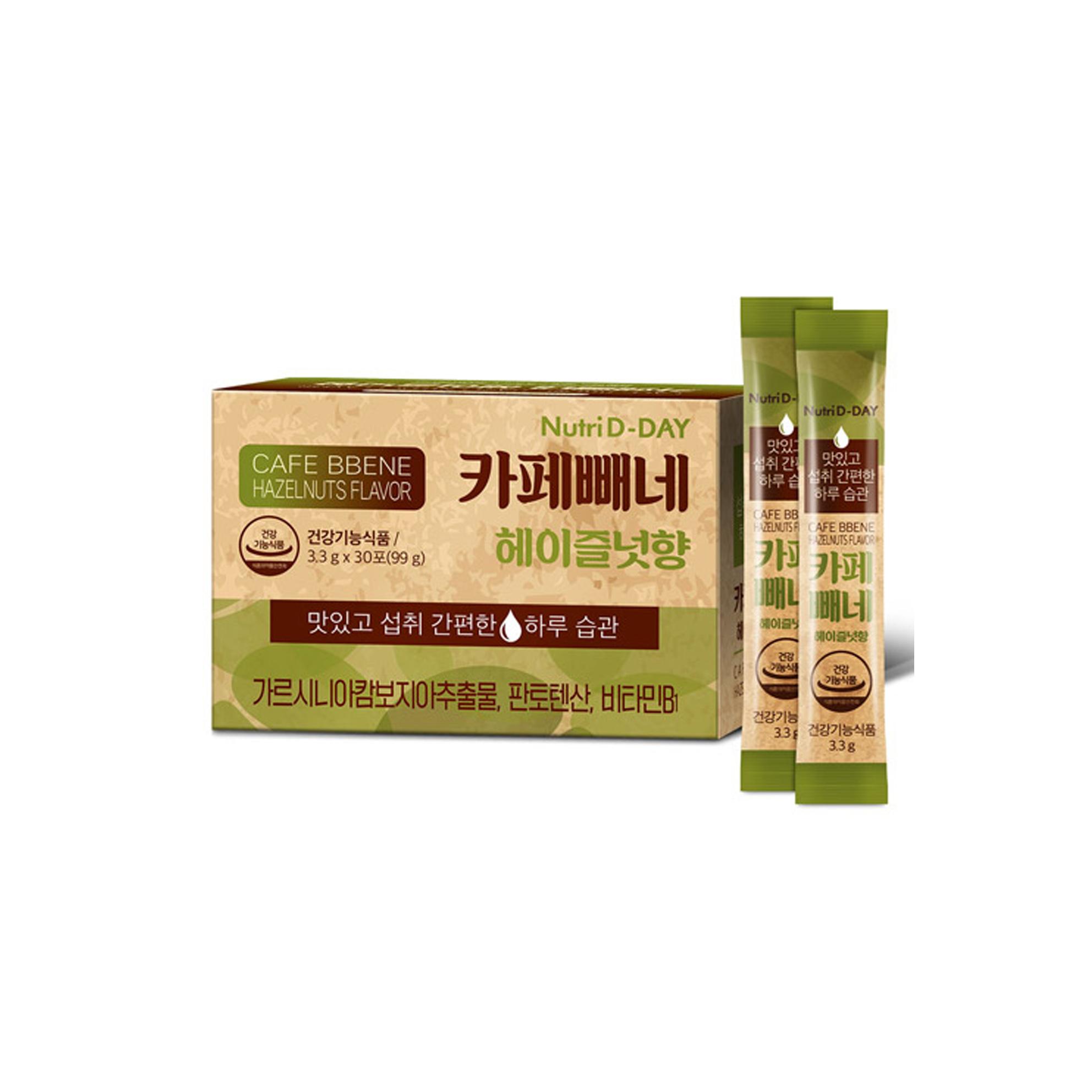 

NUTRI D-DAY Korean Diet Coffee Cafe Bbene Hazennuts 3.3г x 30шт зелёный