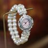 Vintage Double-row Pearl Elastic Strap Watch Kids Arabic Digital Dial Ladies Fashion Students Quartz Watches Girls Wristwatch