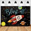 Buitenaardse Thema Achtergrond Cartoon Astronaut Ruimtevaartuig Ontwerp Kinderverjaardag Babyborrel Feest Fotografie Banner Benodigdheden