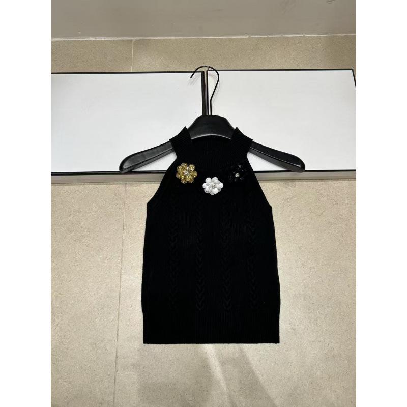 European Floral Padded Knit Halter Top - Slimming & Flattering Summer Vest