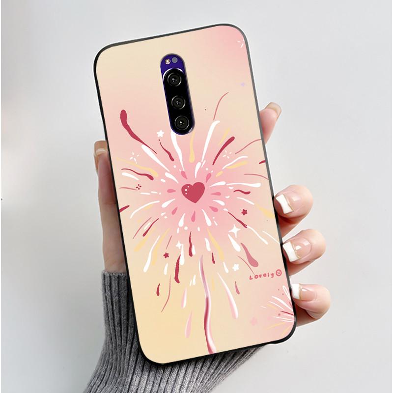 Coque Mignonne Pour Sony Xperia 1 / Xperia XZ4 Fundas Coque Imprimée Housse de Protection Silicone Souple Dessin Animé Noir Coque Capa