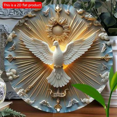 2D Flat 1pc 20*20m Christ The Spirit Dove Wall Art Wood Relief, Welcome Door Rustic Wooden Sign Peace Doves Front Door Sign Farmhouse Wall Sign