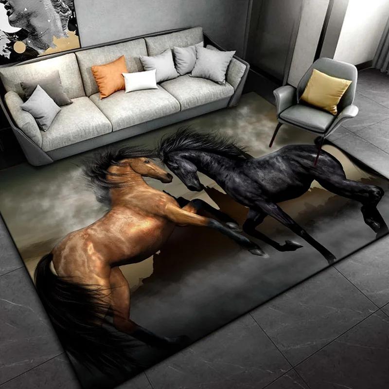 Horse Pentium Art Print Carpet Children's Play Room Carpet Living Room Bedroom Carpet Anti-slip Door Mat Birthday Gift  Sonic
