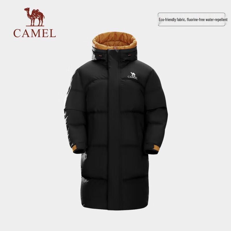 CAMEL A23CAPN115 Unisex Mid-Length Hooded Puffer Down Jacket