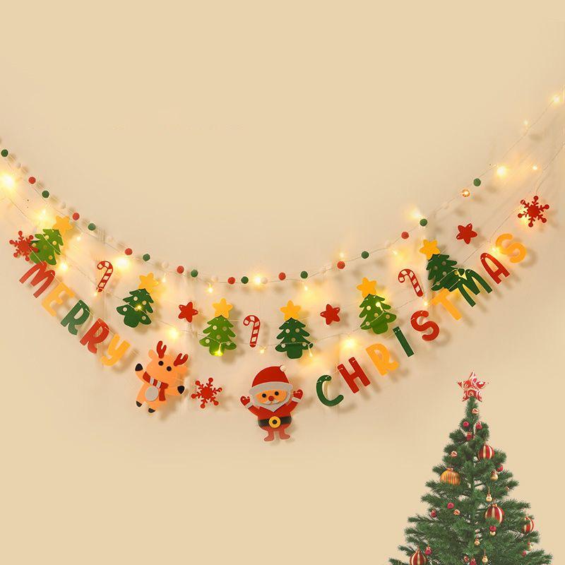 Christmas Decorations Christmas Hanging Flag Xmas New Year Party Decoration Supplies Kawaii Felt Xmas Banner Hanging Navidad