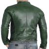 NOORA Men's Dark GREEN Leather Jacket | Slim Fit Real Biker Leather Jacket | Stylish Outwear Band COLLARED Jacket With Multi Zipper Pocket |