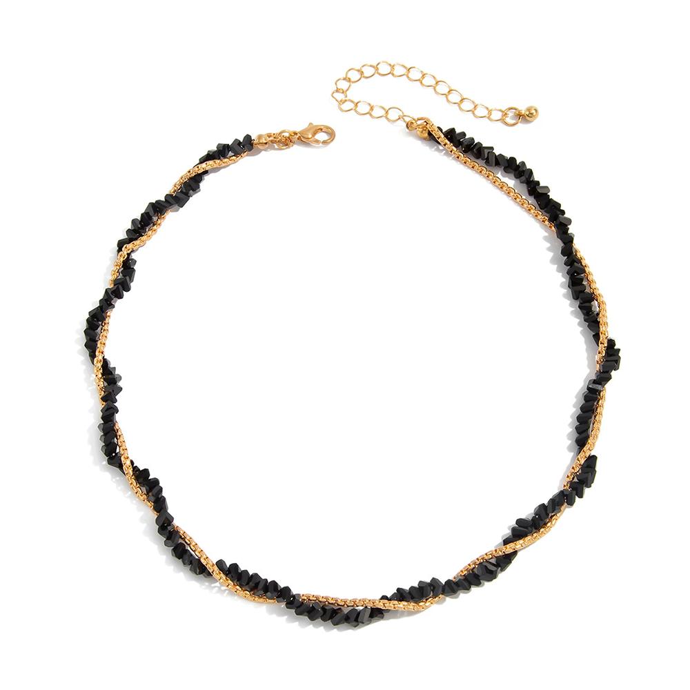 Double Layered Wrapped Necklace For Women Boho Geometric Transparent Crystal Chain Jewelry Valentine's Gift N521
