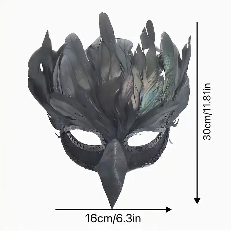 Black Feather Raven Half Face Mask Cosplay Animal Crow Bird Mouth Masks Halloween Carnival Dress Up Party Costume Props