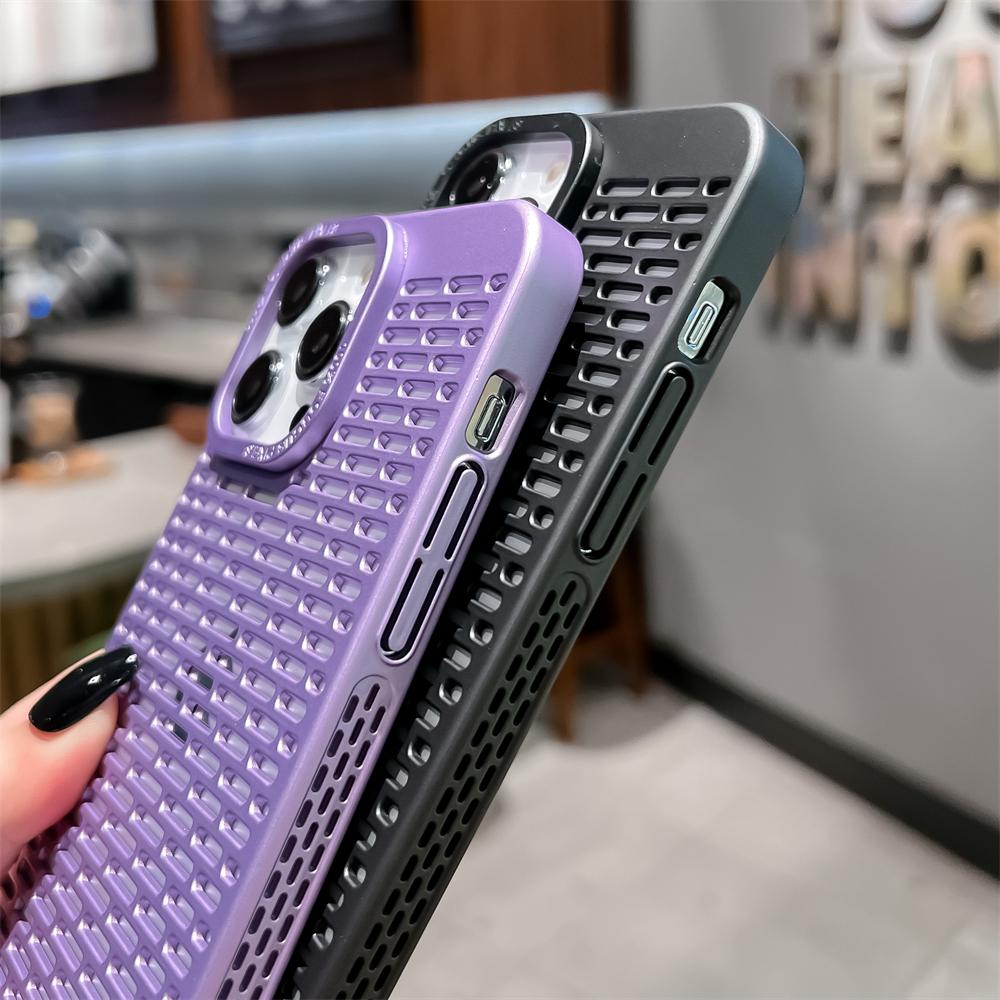 Heat Dissipation Shockproof Phone Case For iPhone 15 14 13 12 11 Pro Max Hollow Cold-Cut Lens Protection Anti-Fall Cover Funda