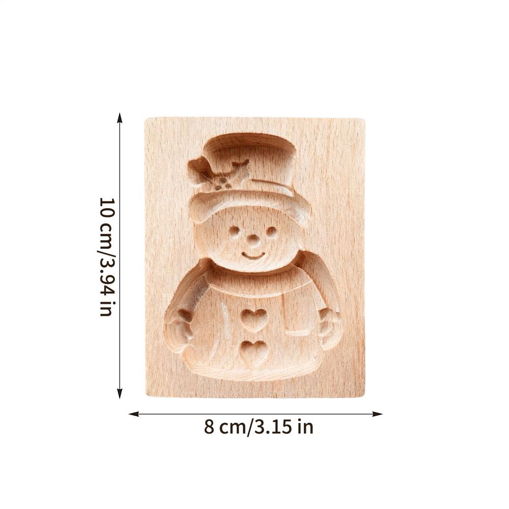 Wooden Cookie Molds For Christmas DIY 3D Engraved Embossed Biscuits Cutter Moulds Xmas Tree Snowman Santa Claus Gingerbread