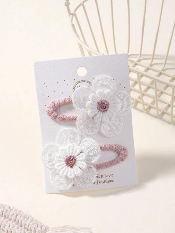 2PCS Cute Daisy Flower Hair Clips for Kids Baby Girl Hairpins  Lace  Barette Princess Hooks Infant Hair Accessories Korean