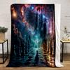"Cosmic Chess Battle Under Stars" Patterned Flannel Blanket Perfect for the Bedroom Living Room, Sofa, or a Little Nap