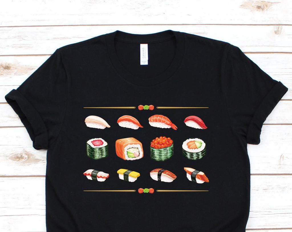 Sushi Lover Gift Sushi T-Shirt, Funny Sushi Roll Shirt, Kawaii T Shirts, Japanese Food, Sushi Birthday Party Present, Sushi Chef Itamae,