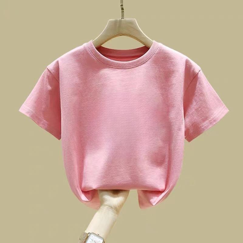Summer Kindergarten Pure Cotton Short Sleeve T Shirt Kids Sports Day Class Uniform Printed Top