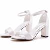 Quality Women Sandals Female Fashion Silk 7CM Square Heel Buckle Strap Cover Heel Bridal Wedding Shoe Evening Dress Pumps