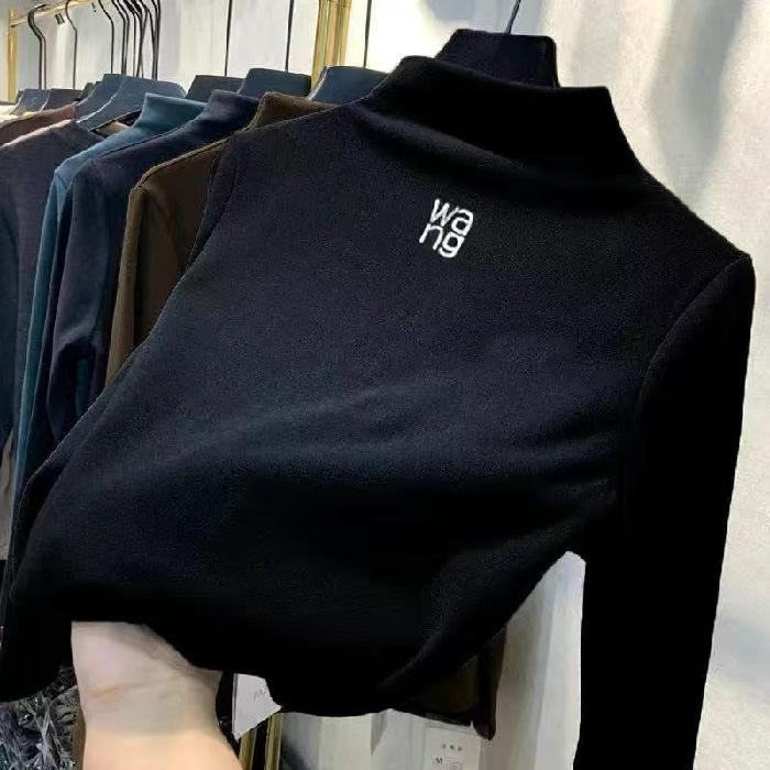 

Двусторонняя бархатная полуводолазка, термобелье, женская верхняя одежда на осень и зиму, нижняя одежда, студенческий топ, футболка с длинными рукавами для женщин 2XL