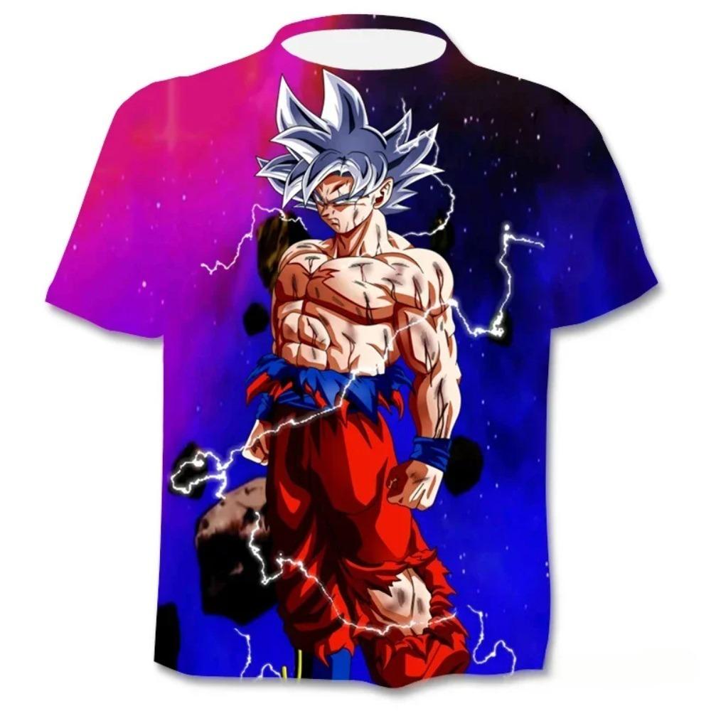 Children's Dragon Ball Series 3D Digital Printed Boys' Street Trendy Round Neck Short Sleeved T-shirt