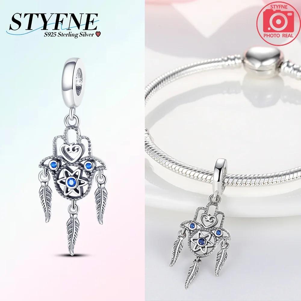 100% Copper Sparkling Zircon Devil'S Eye Cross Golden Palm Holding Red Heart Charms Beads Fit Original Bracelets Diy Jewelry