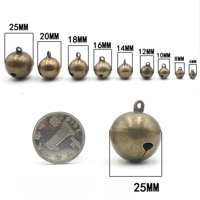 10pcs Brass Bells DIY Unfinished Copper-Made Bells Handmade Round Necklace for Making Jewelry Bracelet Crafts Decorations