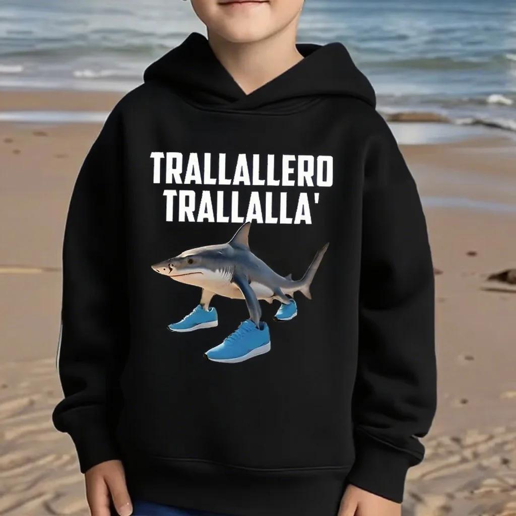 Latest children's hooded sweatshirt - Italian "brain rot" humorous cartoon pattern - Tung Tungtung breakfast pullover hoodie