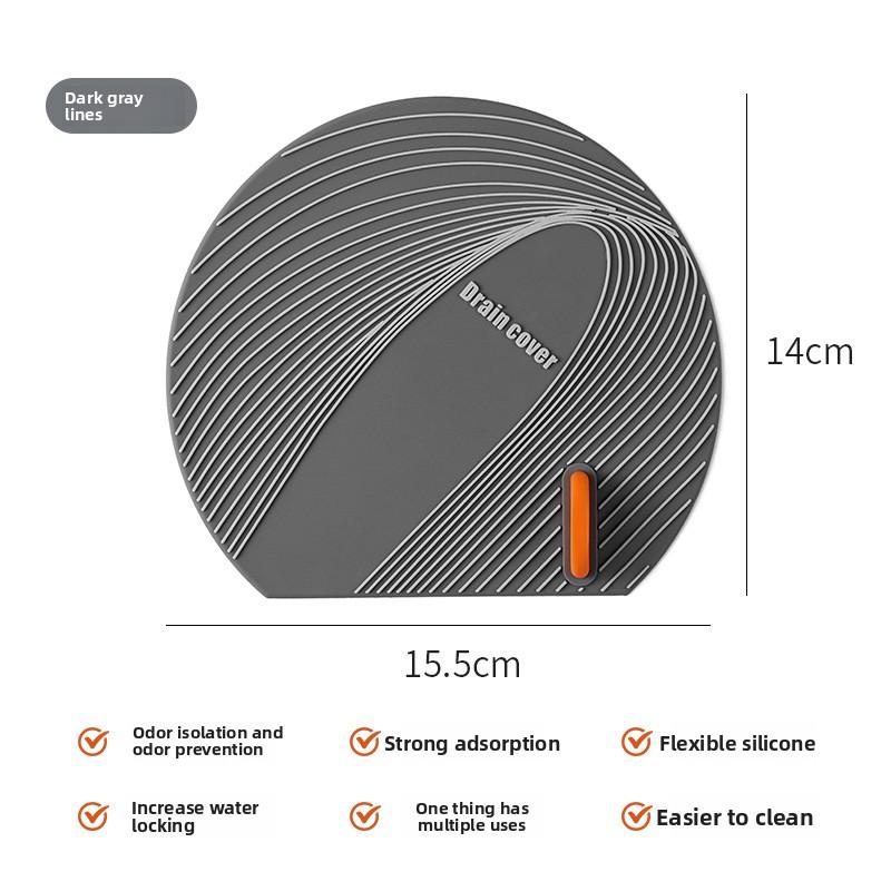 Floor Drain Cover, Kitchen Sewer Floor Drain Deodorizer, Bathroom Silicone Odor Isolation Pad, Kitchen and Bathroom Floor Mat